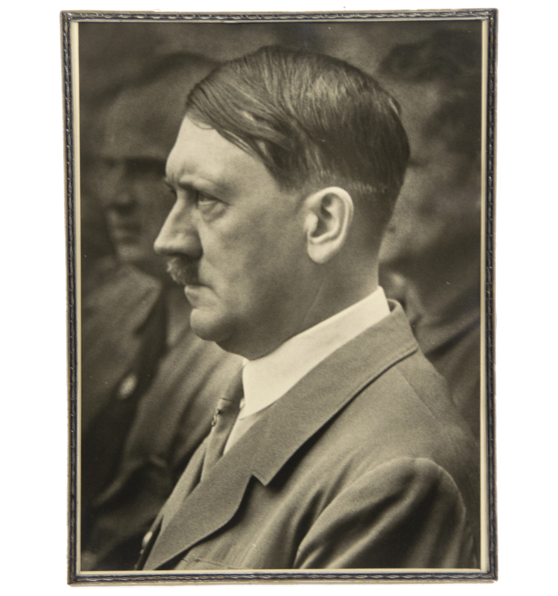 Large Himmler photo's are very hard to find. Bauer photo's even rarer. It should be noted that Bauer was the privat photographer of Himmler. The here offered large photo came with a small collection of other Bauer photo's of high ranked german officials, that will be listed the coming weeks on the website. Some photo's were framed like this one, some were loose without frame. All are 100% wartime original Friedrich Franz Bauer photo's. Im not sure of the age of the frame, the photo itself is 100% from before 1945. I did not open this frame but give a lifelong guarantee this photo is original period stamped on the back with the wellknown Bauer name stamp. VERY RARE and in good condition.