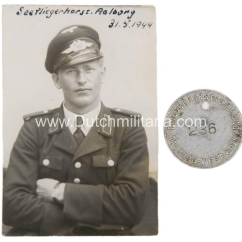 (Photo Denmark) Luftwaffe Sommerkorpset SS Schalburg Korpset photo + token Fliegerhorst Kommandantur Aalborg-West - Extremely rare