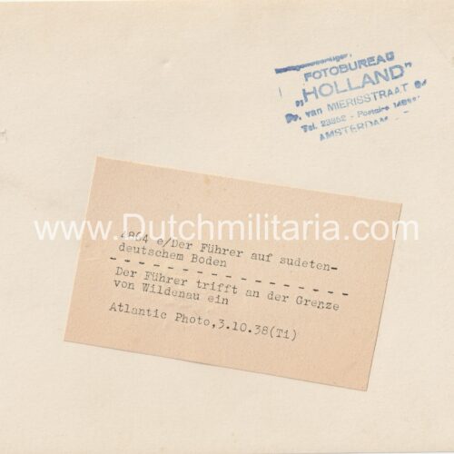 (Pressphoto) Der Führer auf Sudetendeutschem Bodem Hitler am Grenze Wildenau (22x16,5cm) - rare original photo