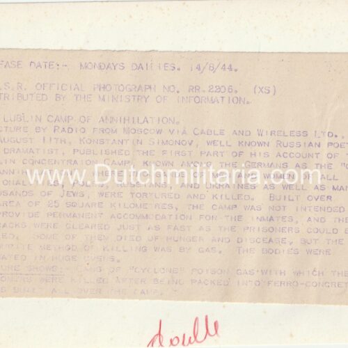 (Pressphoto) The Lublin Camp of Annihilation Zyklon B gas cannisters (20x14,5cm) - rare original photo