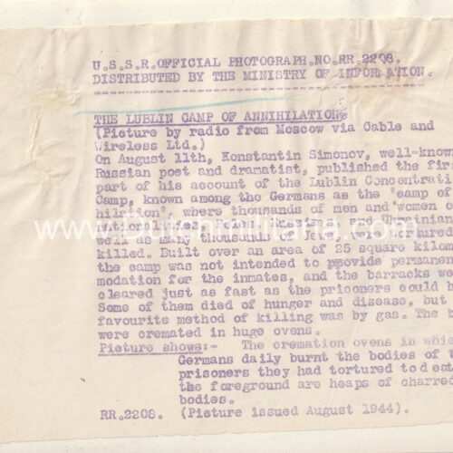 (Pressphoto) The Lublin Camp of Annihilation camp cremation ovens (20x15cm) - rare original photo