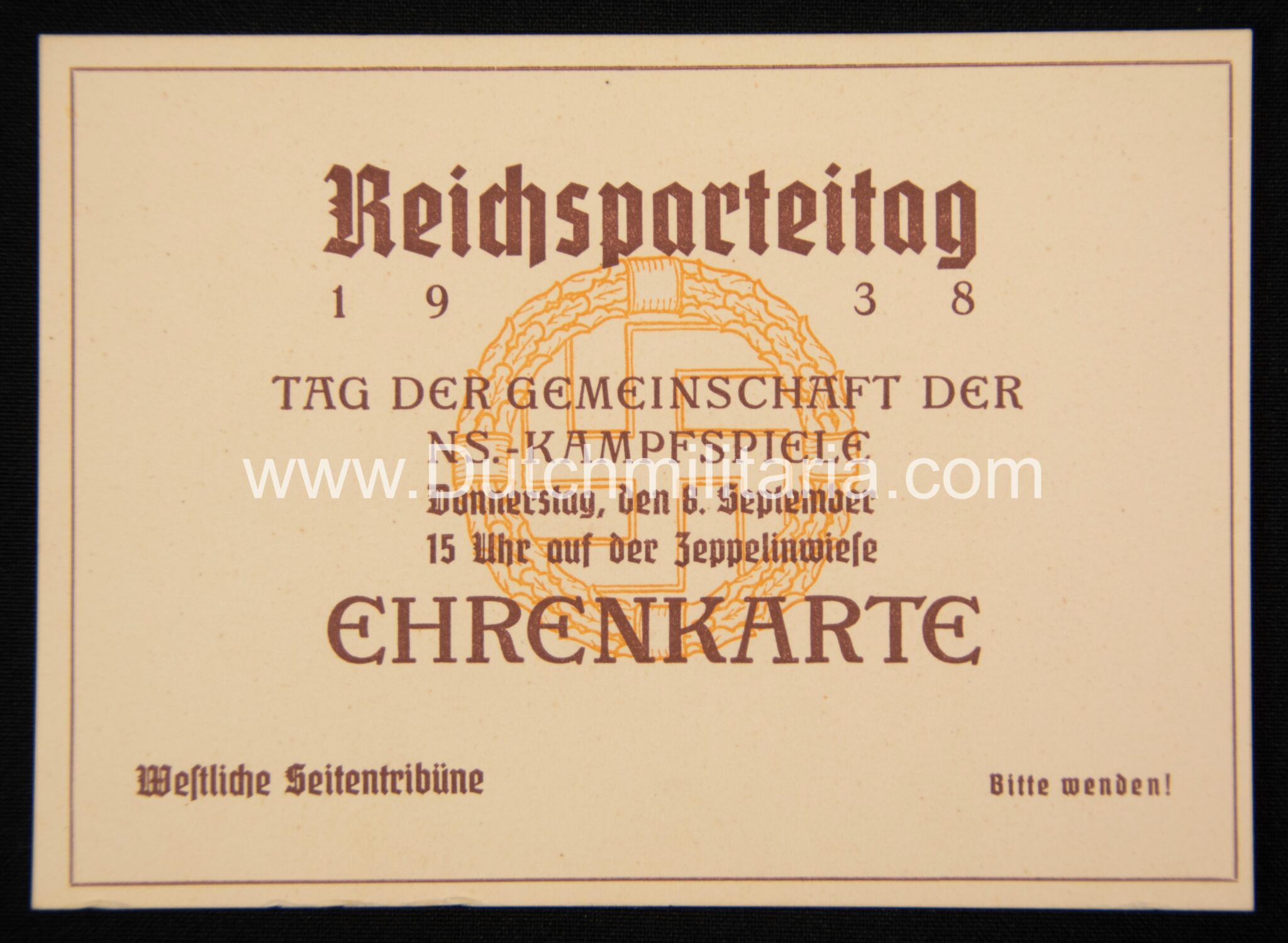 Reichsparteitag 1938 - Ehrenkarte - Tag der Gemeinschaft der NS-Kampfspiele - RARE