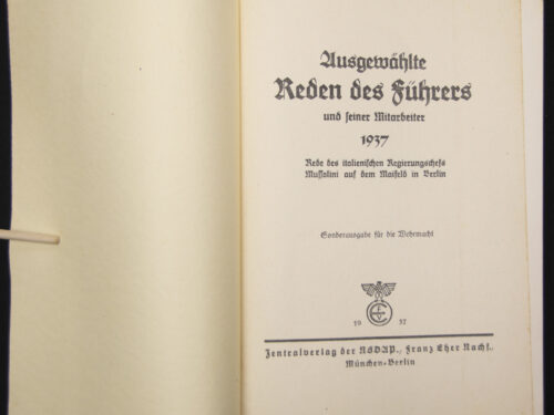 (Brochure) Ausgeählte Reden des Führers an seine Mittarbeiter (1937)