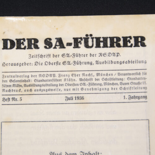 (Brochure) Der SA-Führer 1. Jahrgang Heft Nr. 5 Juli (1936)