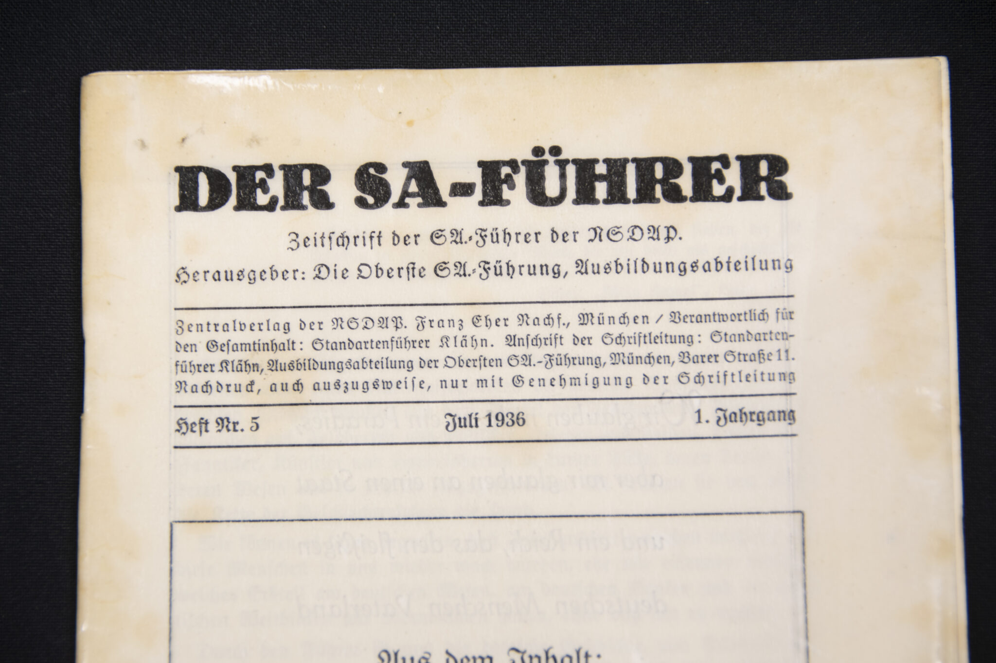 (Brochure) Der SA-Führer 1. Jahrgang Heft Nr. 5 Juli (1936)