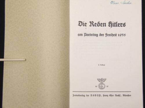 (Brochure) Die Reden Hitlers am Reichsparteitag der Freiheit 1935