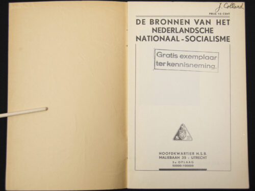 (Brochure NSB) De bronnen van het Nederlandsche nationaal-socialisme (3e Oplaag)