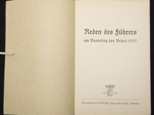 (Brochure) Reden des Führers am parteitag der Arbeit 1937