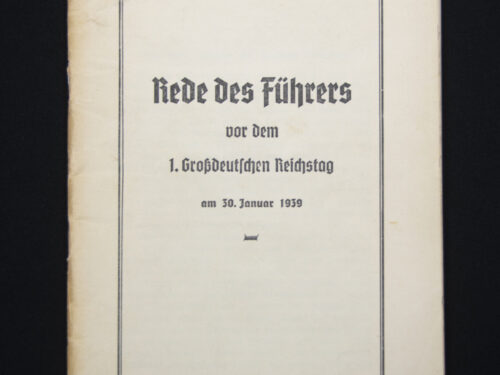 (Brochure) Reden des Führers vor dem 12. Grossdeutschen Reichstag am 30. Januar 1939