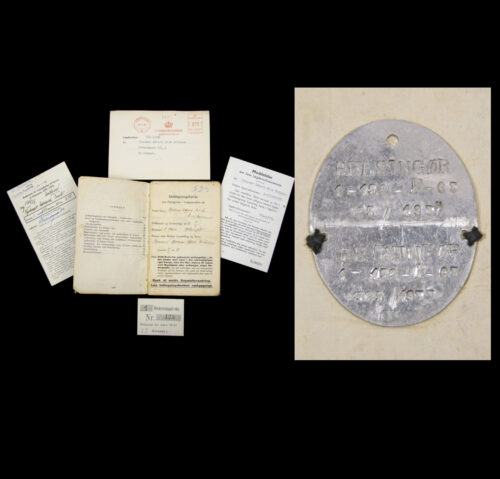 Danish Soldbuch and hunting cards from 1937 including dogtag