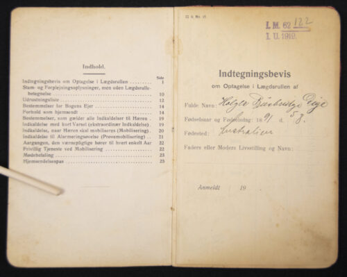 Danish Soldbuch from 1912