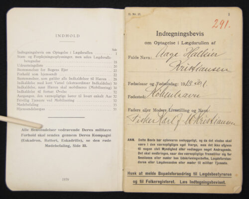Danish Soldbuch from 1939