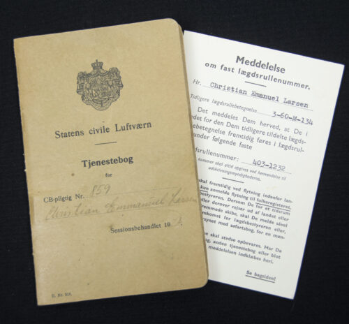 Danish civil Air Defense pass + photo (1939)