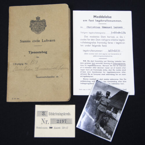 Danish civil Air Defense pass + photo (1939)