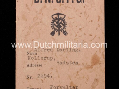 (Denmark) Danmarks National-Socialistiske Faggrupper (D.N.S.F.G.) memberpass - extremely rare