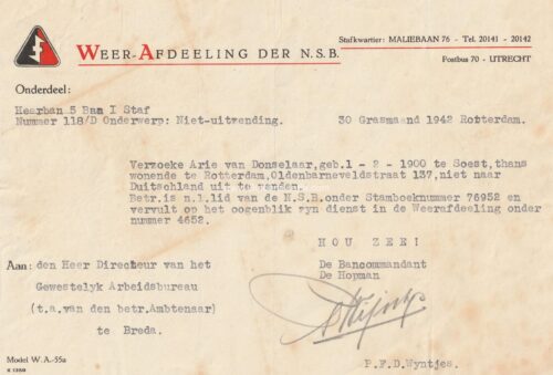 (Document) NSB Weerafdeling Heerban 5 Ban I (niet uitzending) (1942)