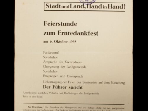 (Document) Nationalsozielistische Deutsche Arbeiterpartei (NSDAP) Kreisleitung Kassel-Land - Stadt und Land, Hand in Hand (1935)