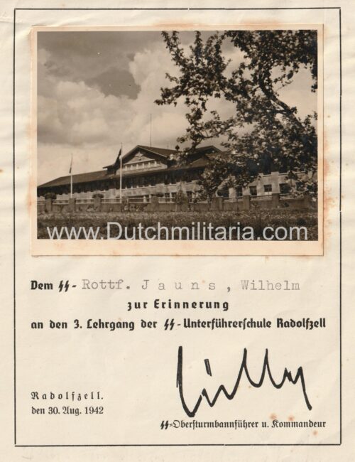 SS-Rottf. Jauns zur Erinnerung an den 3. Lehrgang der SS-Unterführerschule Radolfzell (1942)