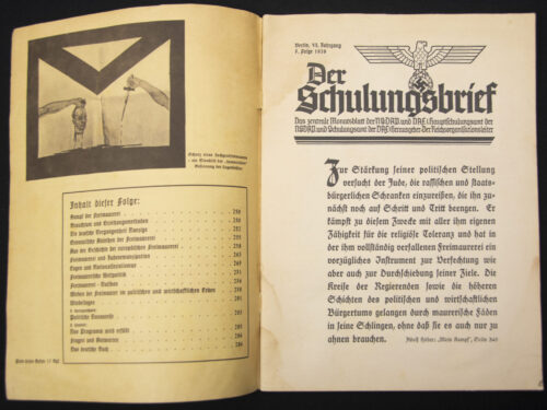 (Magazine) Der Schulungsbrief - Gegen die Freimaurerei VI Jahrgang Folge 7.(1939)