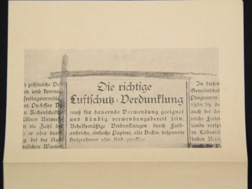 (Pamphlet) Eine Erkenntnis... Die Richtige Luftschutz Verdunklung
