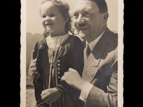 (Postcard) Hitler with local Bavarian girl