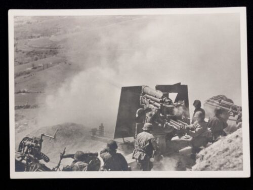 (Postcard) Waffen-SS Fla beim Erdbeschuss