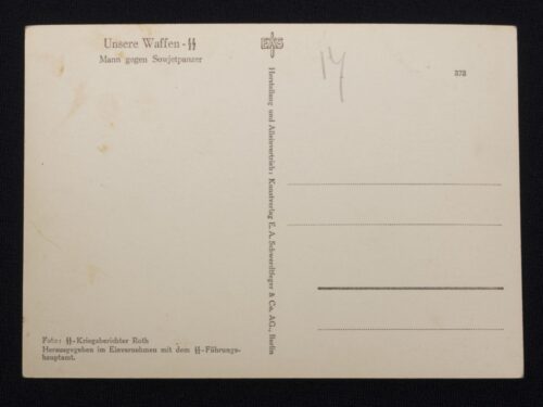 (Postcard) Waffen-SS Mann gegen Sowjetpanzer
