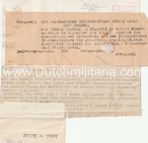 (Pressphoto) Der Französische Regierungschef Pierre Laval beim Führer