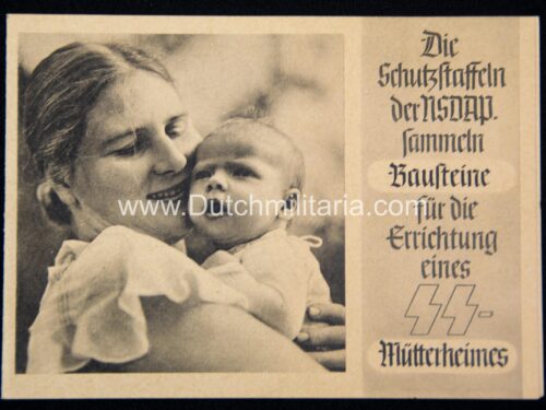 SS Das Schwarze Korps Die Kampfzeitung der SS - Bestellkarte - Die Schutzstaffeln der NSDAP sammlen Bausteine für die Errichting eines SS-Mütterheimes - VERY RARE