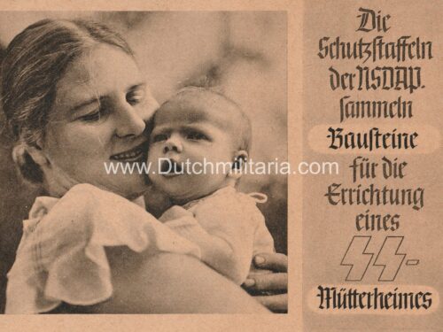 SS Das Schwarze Korps Die Kampfzeitung der SS - Bestellkarte - Die Schutzstaffeln der NSDAP sammlen Bausteine für die Errichting eines SS-Mütterheimes - VERY RARE