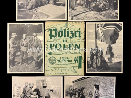 SS-Polizei in Polen - 6 Bildpostkarten + cover (complete series) - rare