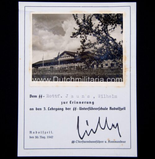 SS-Rottf. Jauns zur Erinnerung an den 3. Lehrgang der SS-Unterführerschule Radolfzell (1942)