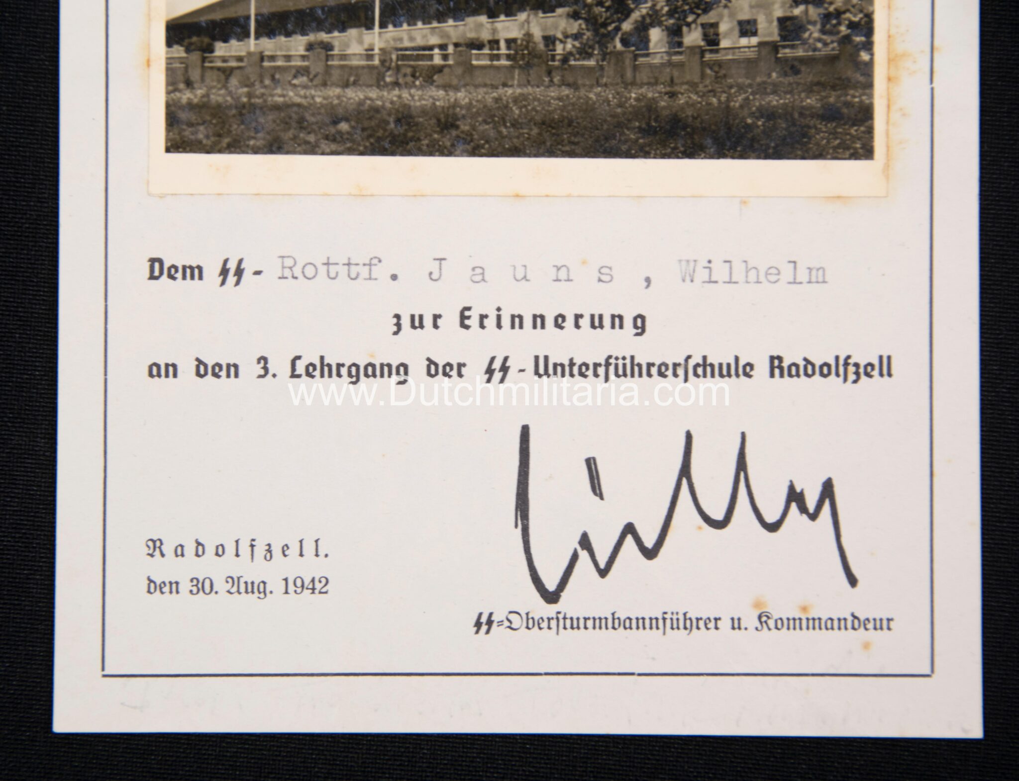 SS-Rottf. Jauns zur Erinnerung an den 3. Lehrgang der SS-Unterführerschule Radolfzell (1942)