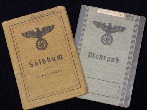 Soldbuch + Wehrpass Lds.Schtz.Ers.Btl.4.