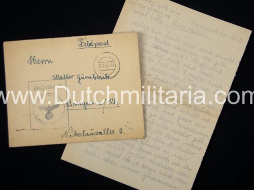 (Waffen-SS Feldpost) Enveloppe +Letter - SS Anwärter W. Klein 2.SS Pol Art Ers. Abt Amersfoort Niederlande (1943) - rare
