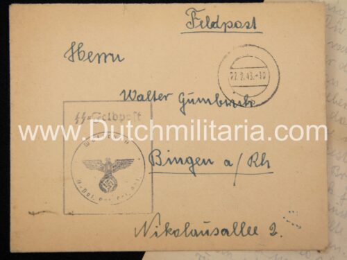 (Waffen-SS Feldpost) Enveloppe +Letter - SS Anwärter W. Klein 2.SS Pol Art Ers. Abt Amersfoort Niederlande (1943) - rare