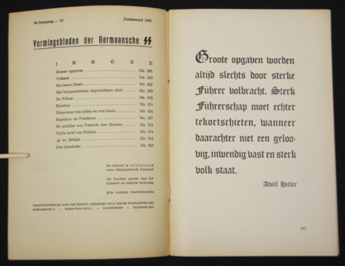 (Brochure) Dutch-SS Germaansche-SS – SS Vormingsbladen Jrg 3. No.10
