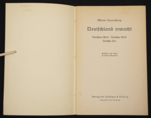 (Brochure) Werner Beumelburg - Deutschland erwacht (1933)