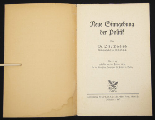 Dr. Otto Dietrich - Neue Sinngebung der Politik (1934)