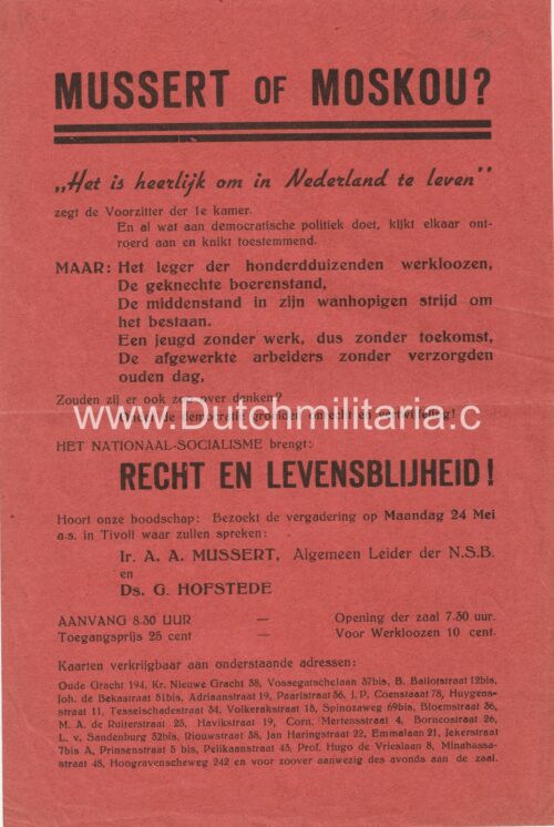 (Flyer) NSB Mussert of Moskou (1937)