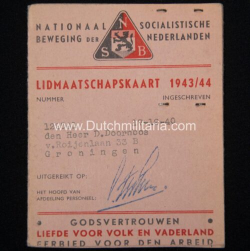 NSB Lidmaatschapskaart 194344 with passphoto