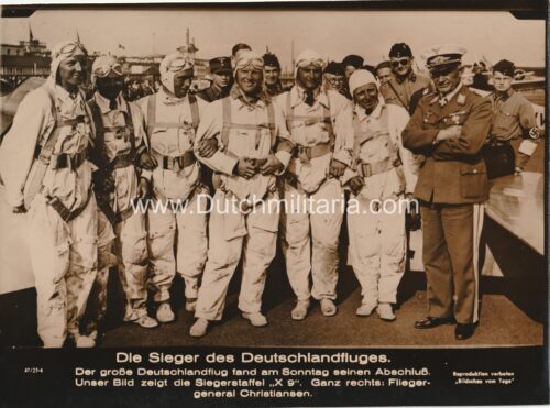 (Pressphoto) Die Sieger des Deutschlandfluges (Fliegergeneral Christiansen) (24x18cm)