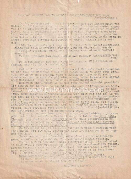 (Resistance) ANTI-SS-Führerschule Avegoor propaganda