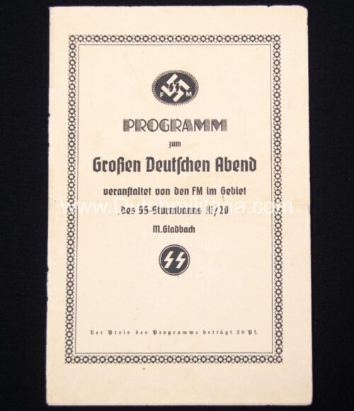 (Brochure) SS-FM Programm zum Grossen Deutschen Abend - SS-Sturmbanns III/20 Mönchengladbach - Extremely rare!!!