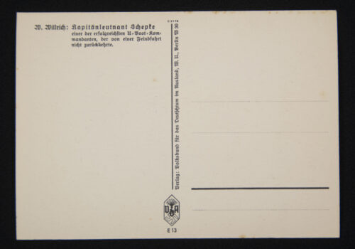 (Postcard) Willrich - Kriegsmarine U-Boot Kapitänleutnant Joachim Schepke