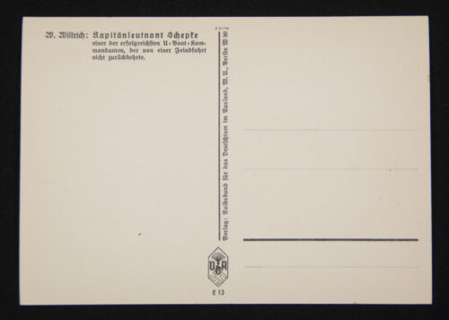 (Postcard) Willrich - Kriegsmarine U-Boot Kapitänleutnant Joachim Schepke