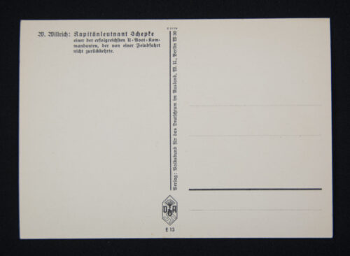 (Postcard) Willrich - Kriegsmarine U-Boot Kapitänleutnant Joachim Schepke