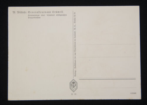 (Postcard) Willrich - Panzertruppe Generalleutnant Ludwig Crüwell