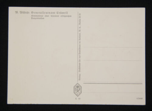 (Postcard) Willrich - Panzertruppe Generalleutnant Ludwig Crüwell