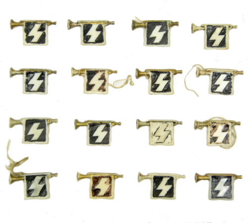 Winterhilfswerk (WHW) Hitlerjugend (HJ) trumpet badges (16x all together)